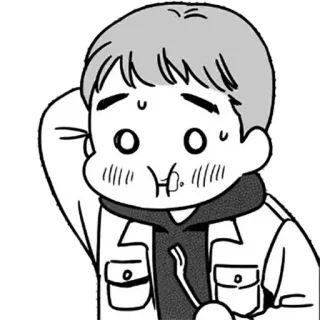 😀 Мультик, Аниме, Парень, Пот, Нервный, Взволнованный telegram sticker