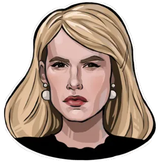 😑 mujer, rubia, retrato, ilustración, dibujo telegram sticker