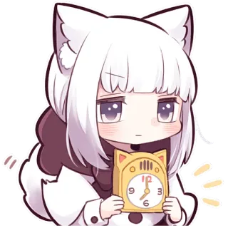 ⏰ кот, животное, девушка-кошка, милый, аниме, мультфильм, часы, нэко telegram sticker