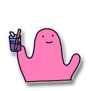 🍻 漫画, ブロブ, 飲み物, 可愛い, ピンク, シンプル, 飲料 telegram sticker