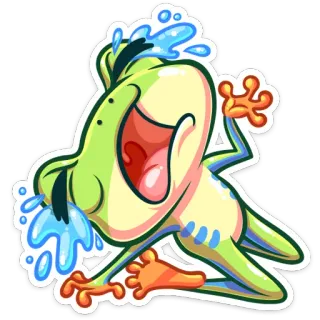 😭 rana, cartone animato, divertente, carino, animale, adesivo telegram sticker