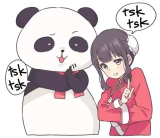 🙂 tsk tsk Panda, Menina, Anime, Mangá, Tsk Tsk, Fofo, Desenho animado telegram sticker