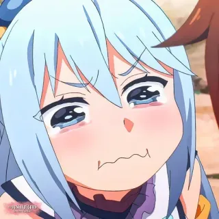 ❤️ Aqua Konosuba Anime, Chorando, Triste, Aqua, Konosuba, Sticker whatsapp sticker