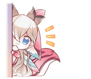 👀 mignon, animé, manga, kawaii, chibi, regardant, animal, renard whatsapp sticker