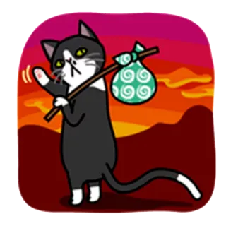 👋 кот, бомж, мультфильм, животное, путешествия, приключение whatsapp sticker