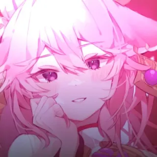 🔮 Yae Miko Genshin Impact 애니메이션, 여우, 비디오 게임, 분홍색, 원신 whatsapp sticker