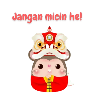 🇨🇳 Jangan micin he! dibujos animados, ratón, danza del león, Año Nuevo Chino telegram sticker