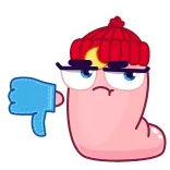 👎 蠕虫, 差评, 不喜欢, 卡通, 拒绝 telegram sticker