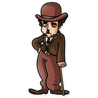 😕 Charlie Chaplin Dibujos animados, Comedia, Actor, Clásico, Sombrero, Bastón whatsapp sticker