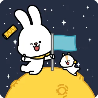 🌕 rabbit, hamster, moon, stars, cartoon, cute, kawaii telegram sticker