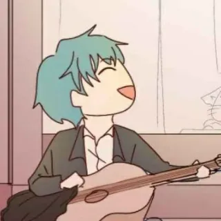 🦕 Cartoon, Gitarre, Singen, Musik whatsapp sticker