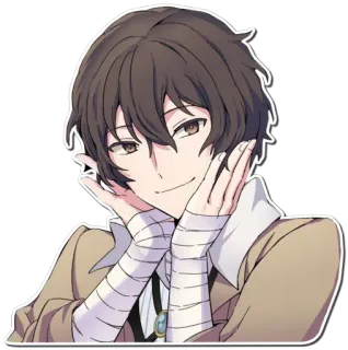 🙂 Dazai Osamu Bungo Stray Dogs Anime, Dazai, Bungo Stray Dogs, Postać, Uśmiechnięty, Kreskówka telegram sticker