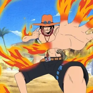 🌟 Portgas D. Ace One Piece Anime, One Piece, Portgas D. Ace, Fuoco, Personaggio, Pirata whatsapp sticker