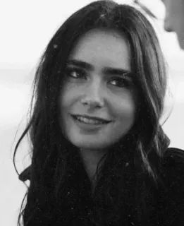 🖤 Lily Collins aktris, model, selebriti, wanita, potret, hitam putih telegram sticker