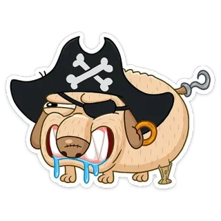 😠 dog, pirate, cartoon, animal, humor, funny telegram sticker