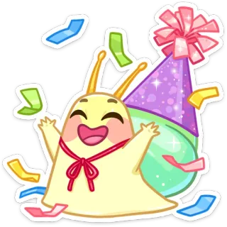 🥳 siput, pesta, perayaan, konfeti, imut, kartun whatsapp sticker