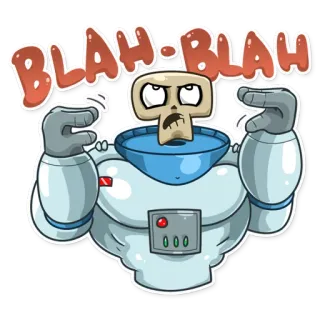 😒 BLAH-BLAH Blabla, sprechend, Skelett, Cartoon, Sticker whatsapp sticker