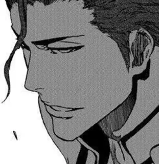 ♥ Sosuke Aizen Bleach anime, manga, villain, serious, black and white telegram sticker