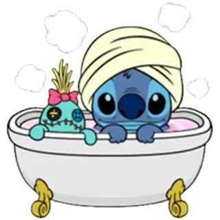 🛀 Stitch stitch, lilo & stitch, bad, süß, cartoon telegram sticker