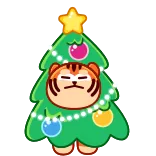😑 тигр, новогодняя ёлка, милый, праздничный, праздник, животное telegram sticker