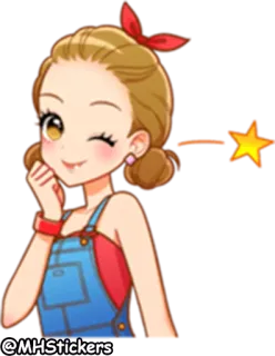 😌 @MHStickers Estilo anime, Mulher, Desenho animado, Garota, Piscadela, Sorriso, Fofo telegram sticker