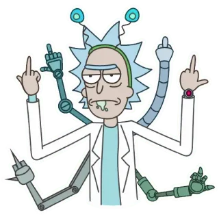 🖕 Rick Sanchez Rick and Morty Рик Санчез, Рик и Морти, Мультфильм, Средний палец, Оскорбительный telegram sticker