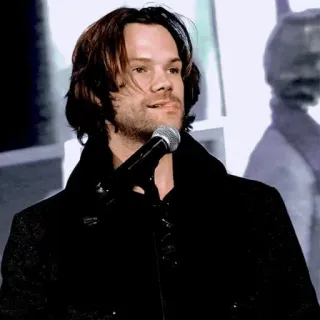 😋 Jared Padalecki actor, celebrity, microphone, man, portrait telegram sticker