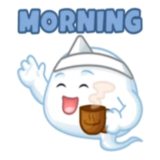 ☀️ MORNING 아침, 좋은 아침, 커피, 인사, 만화 telegram sticker
