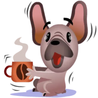 ☕ cão, filhote, café, fofo, animal telegram sticker