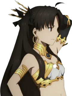 😕 Ishtar Anime, Personaje, Mujer, Diosa, Oro, Pendientes, Fate telegram sticker