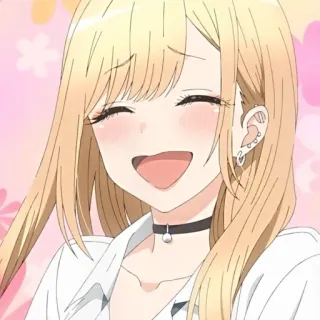 🥟 anime, girl, blonde, smiling, happy telegram sticker