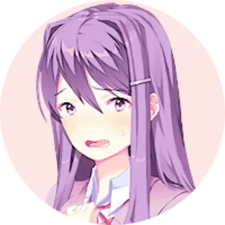 💜 Yuri Doki Doki Literature Club! anime, sticker, tóc tím, Yuri, Doki Doki Literature Club, dễ thương, cô gái telegram sticker