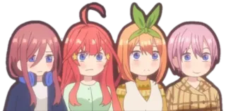 😶 The Quintessential Quintuplets Anime, Gadis, Kartun, Kembar lima, Saudara perempuan whatsapp sticker