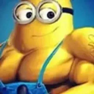 💪 Minion มินเนี่ยน, มีกล้าม, ตลก, การ์ตูน, อารมณ์ขัน, มีม telegram sticker