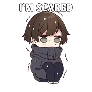✨ I'M SCARED spaventato, anime, cartoni animati, preoccupato, manga, timoroso, ansioso whatsapp sticker
