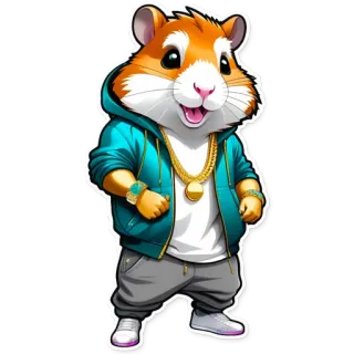 👌 criceto, cartone animato, animale, personaggio, carino, gangster, catena d'oro, felpa con cappuccio telegram sticker