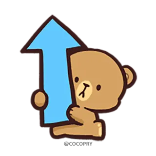 ⬆️ ours, flèche, haut, mignon, dessin animé whatsapp sticker