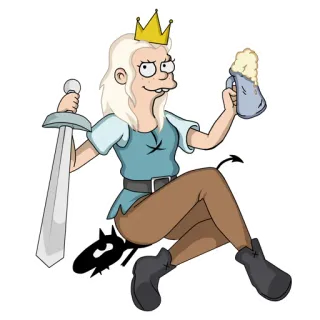 👸 Princess Bean Disenchantment เจ้าหญิง, ดาบ, เบียร์, ปีศาจ, การ์ตูน telegram sticker