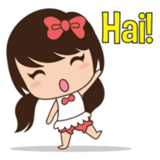 🙋 Hai! การ์ตูน, ทักทาย, ผู้หญิง, น่ารัก, สวัสดี, โบกมือ telegram sticker