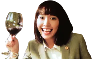 🍷 mujer, sonriendo, brindis, vino, abogado, retrato whatsapp sticker