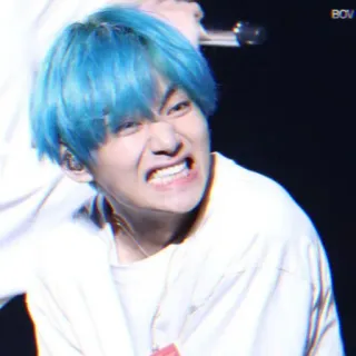 🖇️ V kpop, 歌手, bts, 偶像, 音乐, 蓝头发 telegram sticker