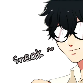 👀 Sneak ~ sigiloso, anime, manga, lindo, gafas, dibujos animados telegram sticker