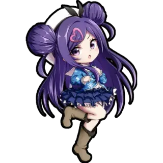 😍 Chibi, Anime, Fille, Mignon, Dessin animé, Cheveux violets, Sticker telegram sticker