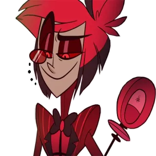 😏 Alastor Hazbin Hotel Kartun, Iblis, Radio, Merah, Tersenyum telegram sticker