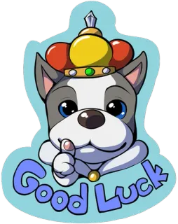 👍 Good Luck good luck, dog, crown, cartoon telegram sticker