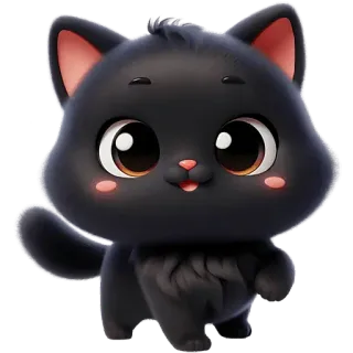 ☺️ кот, котенок, милый, животное, черный кот, мультфильм, питомец, киса telegram sticker