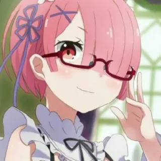 🍓 Ram Re:Zero Anime, Maid, Ram, Re:Zero, Gafas, Lindo whatsapp sticker