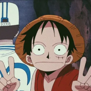 ✌ Monkey D. Luffy One Piece Аниме, Мультфильм, Персонаж, Манки Д. Луффи, One Piece, Знак мира telegram sticker