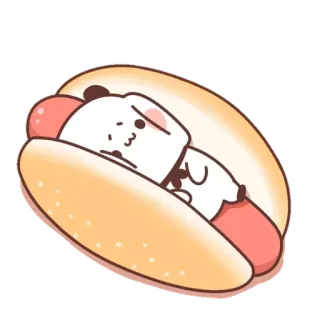 🤥 Мультик, Хот-дог, Милый, Животное, Еда, Стикер telegram sticker
