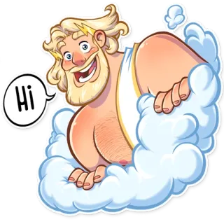 👋 Zeus HI greek mythology, god, cartoon, zeus, cloud telegram sticker
